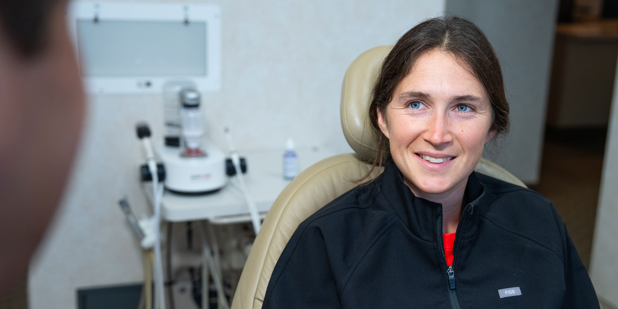 Paitent smiling at Dentist